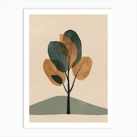 Walnut Tree Minimal Japandi Illustration 2 Art Print
