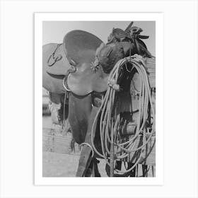 Detail Of Cowboy S Saddle, Roundup Near Marfa, Texas By Russell Lee Art Print