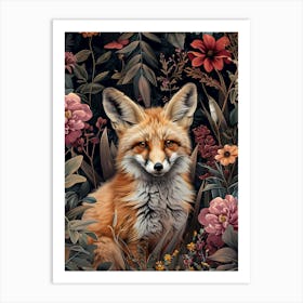 Fox In The Forest Inspired by William Morris Art Print