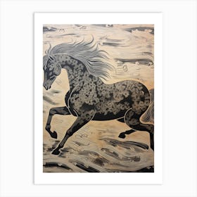 A Horse Painting In The Style Of Sgraffito 4 Art Print