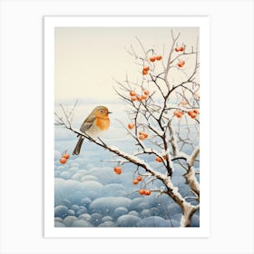 Winter Bird Painting European Robin 3 Art Print