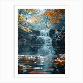 Waterfall In Autumn Art Print