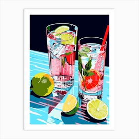 Retro Cocktail Colour Pop 1 Art Print