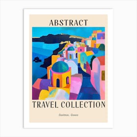 Abstract Travel Collection Poster Santorini Greece 3 Art Print
