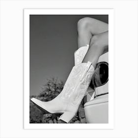 Cowgirl Boots On Classic Car Art Print