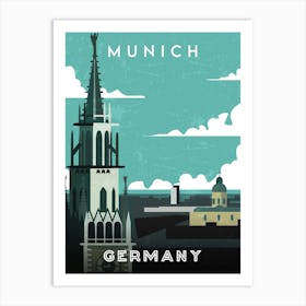 Munich, Germany — Retro travel minimalist poster Art Print