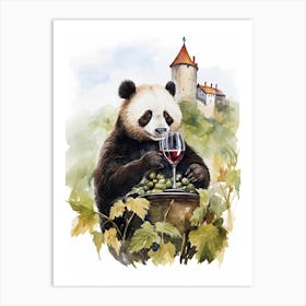 Panda Art Scuba Diving Watercolour 2 Art Print