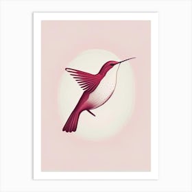 Ruby Throated Hummingbird Retro Minimal Art Print