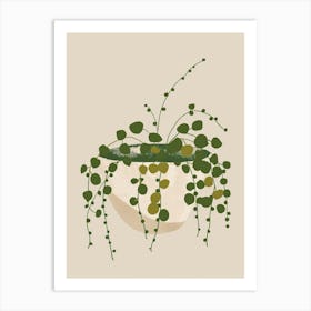 String Of Pearls Plant Minimalist Illustration 7 Art Print