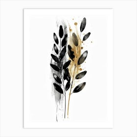 Black And Gold Leaves Canvas Print Art Print