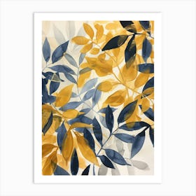 Yellow And Blue Leaves Art Print