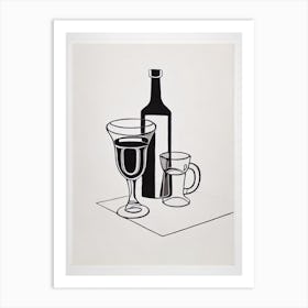 Brandy Alexander Picasso Line Drawing Cocktail Poster Art Print