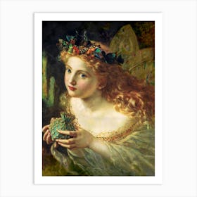 "Take the Fair Face of Woman, and Gently Suspending, With Butterflies, Flowers, and Jewels Attending, Thus Your Fairy is Made of Most Beautiful Things" c1860 by Sophie Anderson Art Print