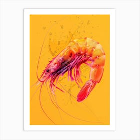 Shrimp On Yellow Background 1 Art Print