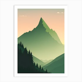 Misty Mountains Vertical Composition In Green Tone 173 Art Print