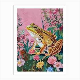 Floral Animal Painting Frog 2 Art Print
