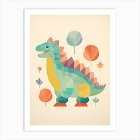 Colourful Dinosaur Nodosaurus 3 Art Print