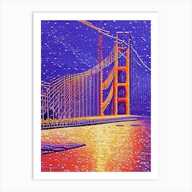 San Francisco Golden Gate Bridge  Us  Pointillism Art Print