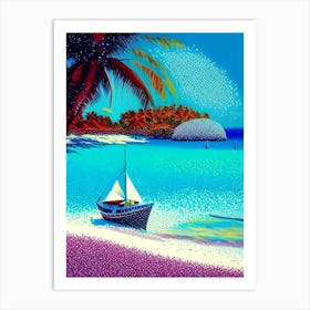 Maldives Pointillism Style Tropical Destination Art Print