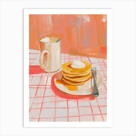 Pink Breakfast Food Pancakes With Honey 3 Art Print