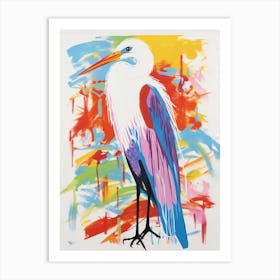 Colourful Bird Painting Egret 3 Art Print