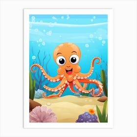 Common Octopus Kids Illustration 2 Art Print