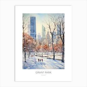 Grant Park 7 Chicago Watercolour Travel Poster Art Print