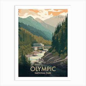 Olympic National Park Vintage Travel Poster 1 Art Print
