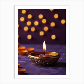 Diwali Lights On Purple Background 1 Art Print