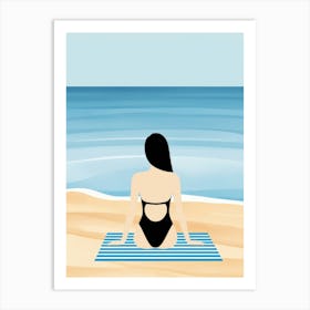 Woman Relaxing On Beach Art Print