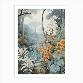Vintage Jungle Botanical Illustration Orchids 3 Art Print