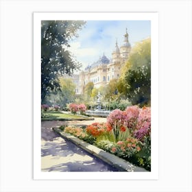 Mirabell Palace Gardens Austria Watercolour 4  Art Print