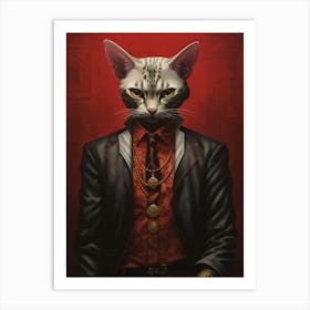 Gangster Cat Egyptian Mau Art Print