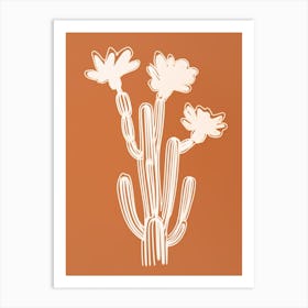 Cactus Line Drawing Echinocereus Cactus 2 Art Print