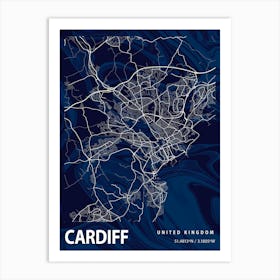 Cardiff Crocus Marble Map 50x70 Copy Art Print