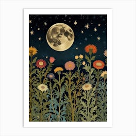 Moonlight In The Meadow Style William Morris Art Print 1 Art Print