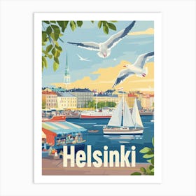 Aihrgdesign A Classic 1960s Travel Poster For Helsinki 3 Art Print