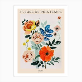 Spring Floral French Poster  Rose 1 Art Print