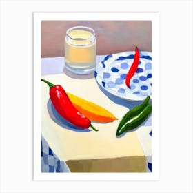 Chili Pepper Tablescape vegetable Art Print