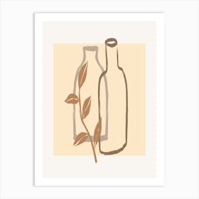 Bottle And A Leaf Art Print