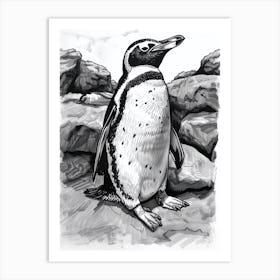 King Penguin Sunbathing On Rocks 2 Art Print