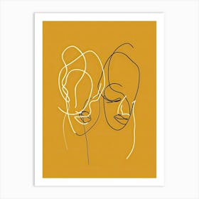 Simplicity Lines Woman Abstract In Yellow 8 Art Print