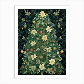 William Morris Style Christmas Tree 6 Art Print