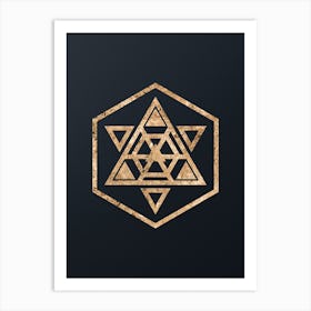 Abstract Geometric Gold Glyph on Dark Teal n.0454 Art Print
