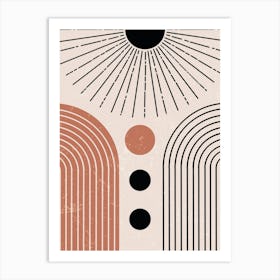 Abstract Geometric Minimalist Circles Curved Lines Art Print