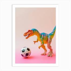 Toy Dinosaur Playing Football 3 Art Print