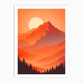 Misty Mountains Vertical Composition In Orange Tone 252 Art Print