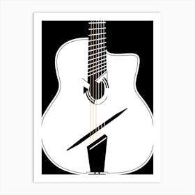 Black and White Acoustic Guitar 1 Art Print