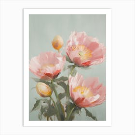 Proteas Flowers Acrylic Painting In Pastel Colours 2 Art Print