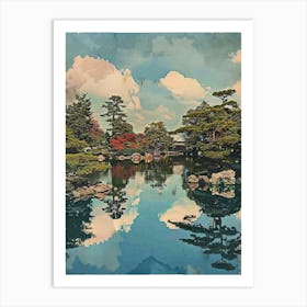 Kenrokuen Garden Kanazawa Japan Mid Century Modern 3 Art Print